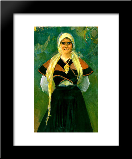 Asturian Girl 20x24 Black Modern Wood Framed Art Print Poster by Sorolla, Joaquin