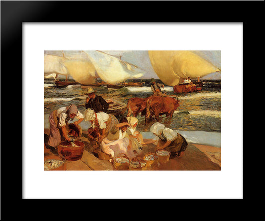 Beach At Valencia 20x24 Black Modern Wood Framed Art Print Poster by Sorolla, Joaquin