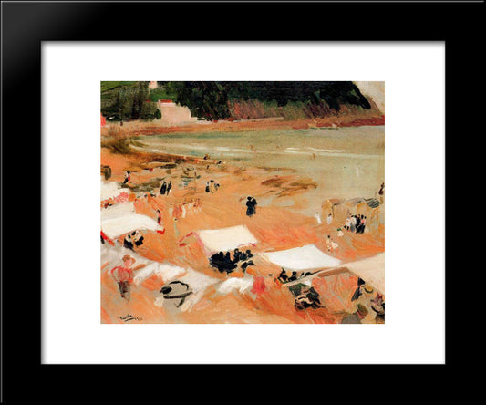 Beach At Zarauz 20x24 Black Modern Wood Framed Art Print Poster by Sorolla, Joaquin