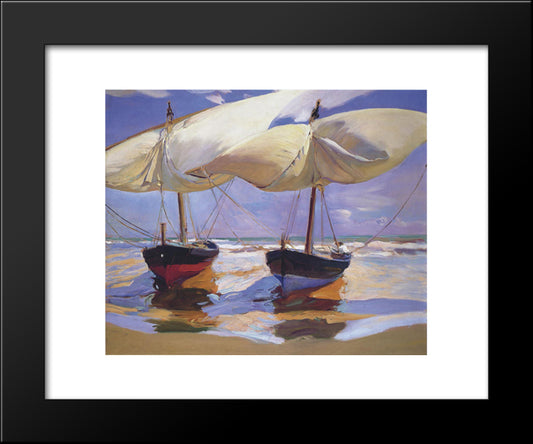 Beached Boats 20x24 Black Modern Wood Framed Art Print Poster by Sorolla, Joaquin