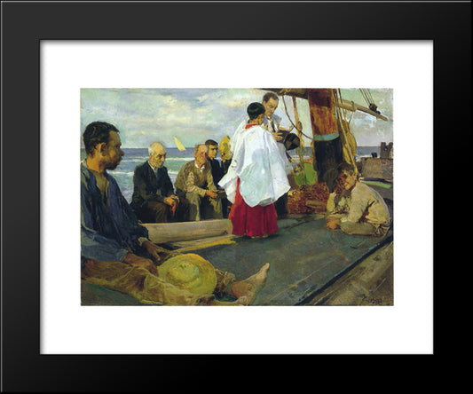 Blessing The Boat 20x24 Black Modern Wood Framed Art Print Poster by Sorolla, Joaquin