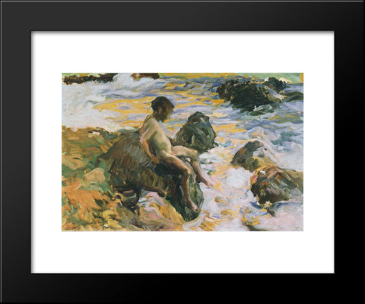 Boy In Sea Foam 20x24 Black Modern Wood Framed Art Print Poster by Sorolla, Joaquin