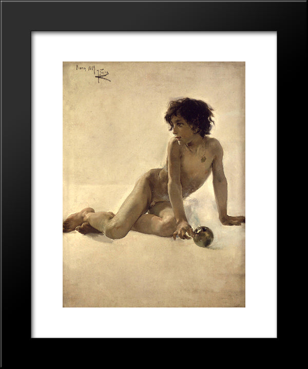 Boy With A Ball 20x24 Black Modern Wood Framed Art Print Poster by Sorolla, Joaquin