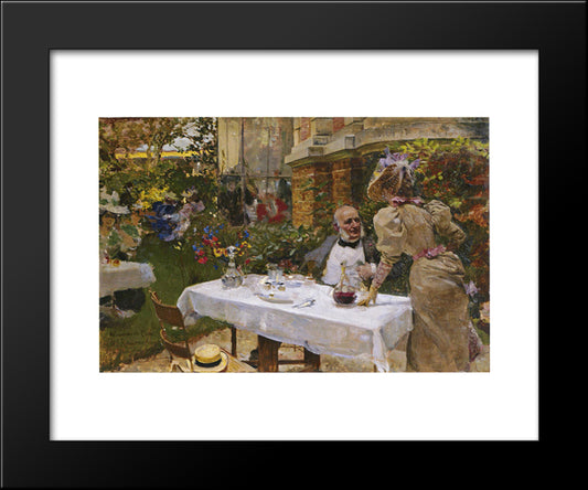Cafe In Paris 20x24 Black Modern Wood Framed Art Print Poster by Sorolla, Joaquin