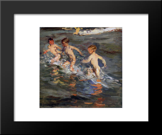 Children At The Beach 20x24 Black Modern Wood Framed Art Print Poster by Sorolla, Joaquin