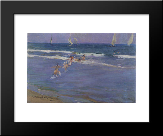 Children In The Sea 20x24 Black Modern Wood Framed Art Print Poster by Sorolla, Joaquin