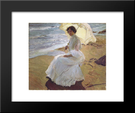 Clothilde At The Beach 20x24 Black Modern Wood Framed Art Print Poster by Sorolla, Joaquin