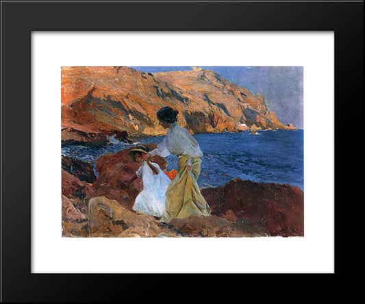 Clotilde And Elena On The Rocks At Javea 20x24 Black Modern Wood Framed Art Print Poster by Sorolla, Joaquin