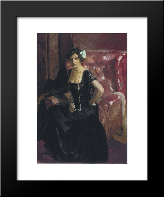 Clotilde In An Evening Dress 20x24 Black Modern Wood Framed Art Print Poster by Sorolla, Joaquin