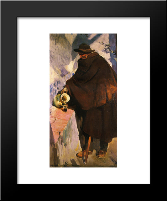 Elderly Castellano Pouring Wine 20x24 Black Modern Wood Framed Art Print Poster by Sorolla, Joaquin