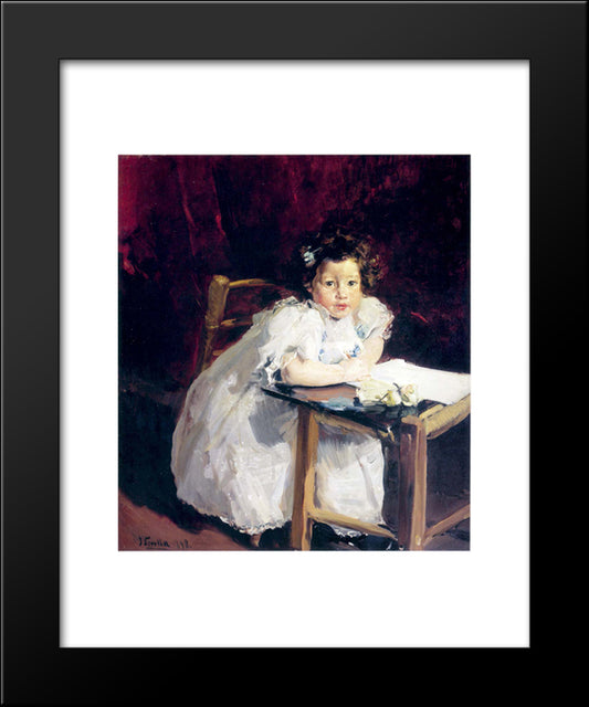 Elena At Her Desk 20x24 Black Modern Wood Framed Art Print Poster by Sorolla, Joaquin
