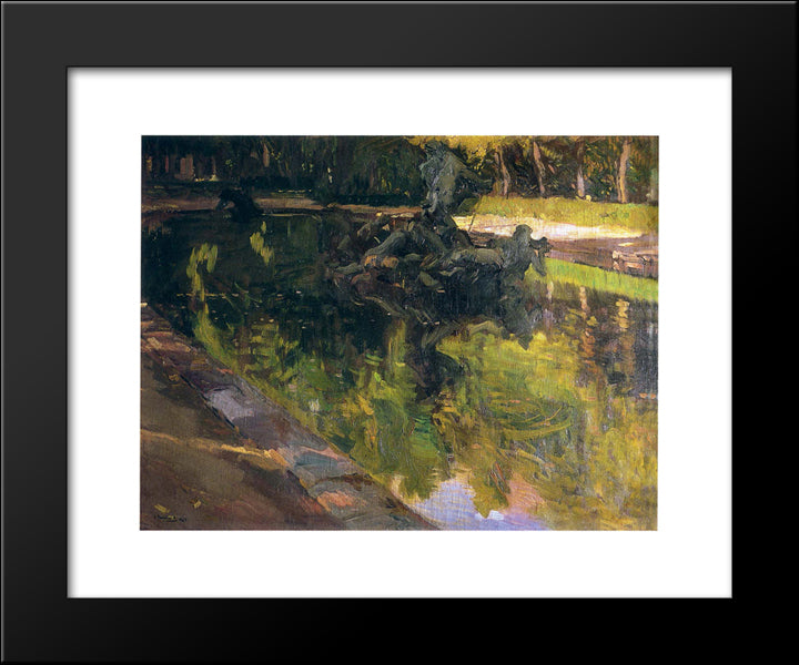 Fountain Of Neptune, La Granja 20x24 Black Modern Wood Framed Art Print Poster by Sorolla, Joaquin
