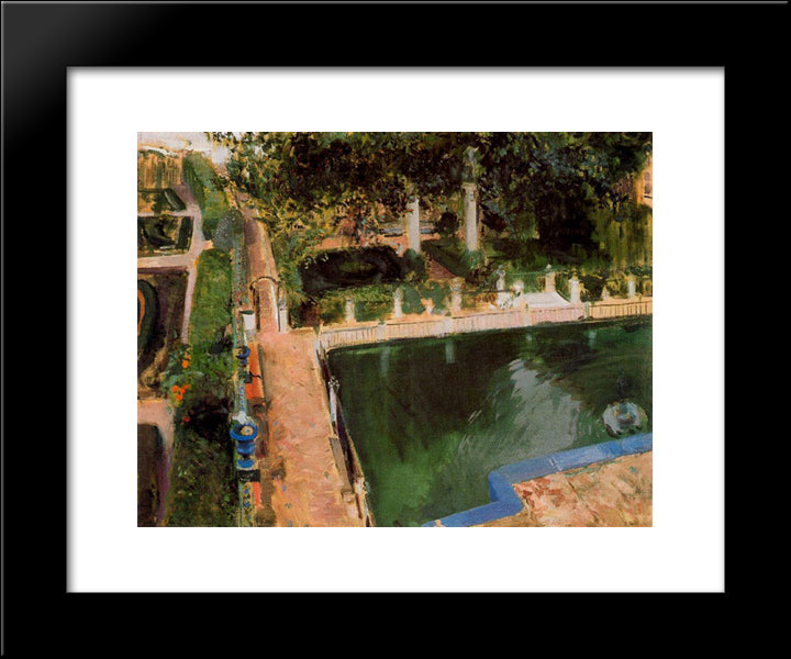 Garden Of Carlos V In The Alcazar, Seville 20x24 Black Modern Wood Framed Art Print Poster by Sorolla, Joaquin