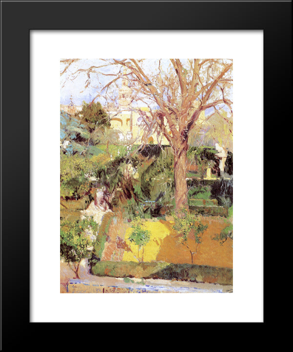 Gardens Of The Alcazof Seville In Wintertime 20x24 Black Modern Wood Framed Art Print Poster by Sorolla, Joaquin