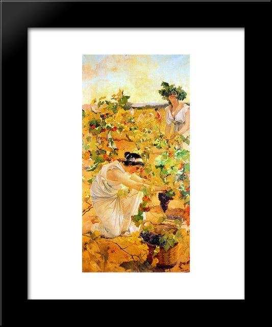 Grape Harvest 20x24 Black Modern Wood Framed Art Print Poster by Sorolla, Joaquin