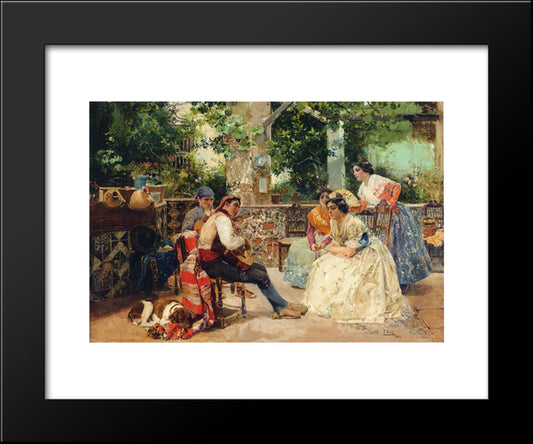 Guitplayers, Valencia 20x24 Black Modern Wood Framed Art Print Poster by Sorolla, Joaquin
