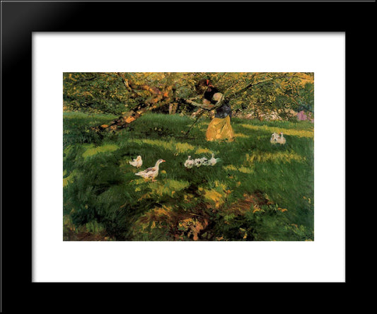 Herding Geese In The Asturias 20x24 Black Modern Wood Framed Art Print Poster by Sorolla, Joaquin