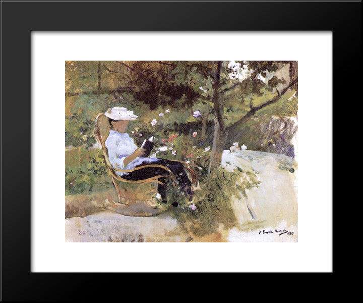 In The Garden 20x24 Black Modern Wood Framed Art Print Poster by Sorolla, Joaquin