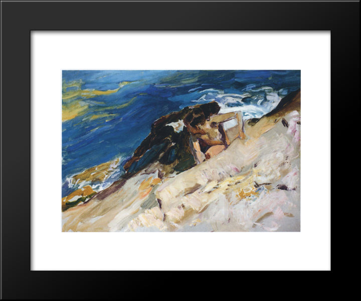 Looking For Crabs Among The Rocks, Javea 20x24 Black Modern Wood Framed Art Print Poster by Sorolla, Joaquin