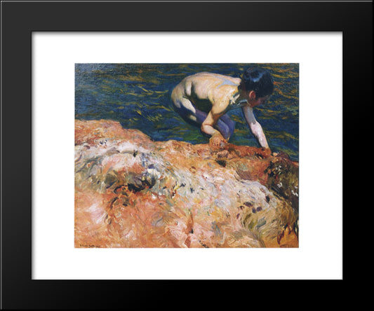 Looking For Shellfish 20x24 Black Modern Wood Framed Art Print Poster by Sorolla, Joaquin