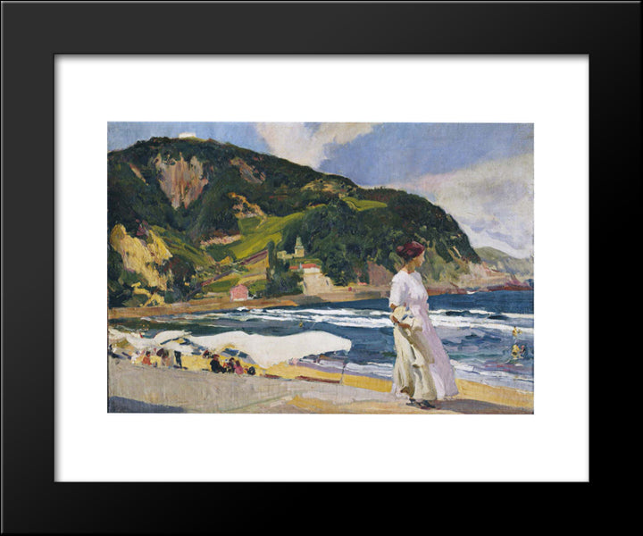 Maria On The Beach, Zarauz 20x24 Black Modern Wood Framed Art Print Poster by Sorolla, Joaquin