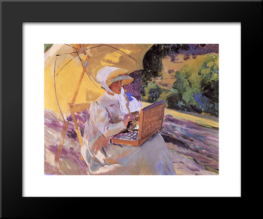Maria Painting In El Pardo 20x24 Black Modern Wood Framed Art Print Poster by Sorolla, Joaquin