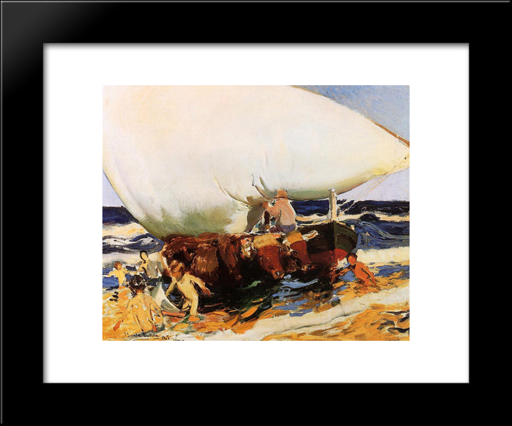 On The Beach, Valencia 20x24 Black Modern Wood Framed Art Print Poster by Sorolla, Joaquin