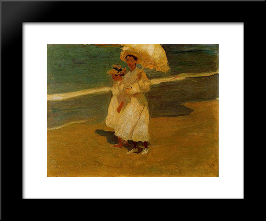 On The Beach 20x24 Black Modern Wood Framed Art Print Poster by Sorolla, Joaquin