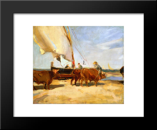 On The Beach At Valencia 20x24 Black Modern Wood Framed Art Print Poster by Sorolla, Joaquin