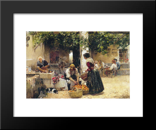 Orange Seller 20x24 Black Modern Wood Framed Art Print Poster by Sorolla, Joaquin