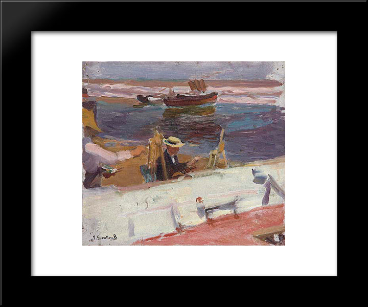 Painters On The Beach 20x24 Black Modern Wood Framed Art Print Poster by Sorolla, Joaquin