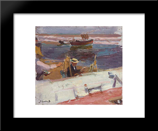 Painters On The Beach 20x24 Black Modern Wood Framed Art Print Poster by Sorolla, Joaquin