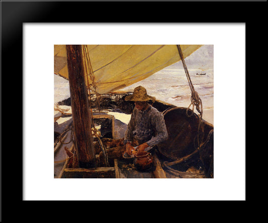 Peeling Potatoes 20x24 Black Modern Wood Framed Art Print Poster by Sorolla, Joaquin