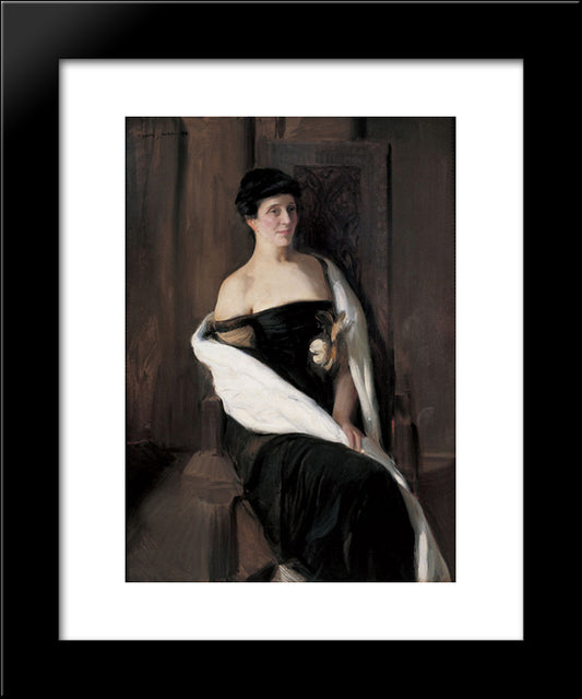 Portrait Of A Woman 20x24 Black Modern Wood Framed Art Print Poster by Sorolla, Joaquin