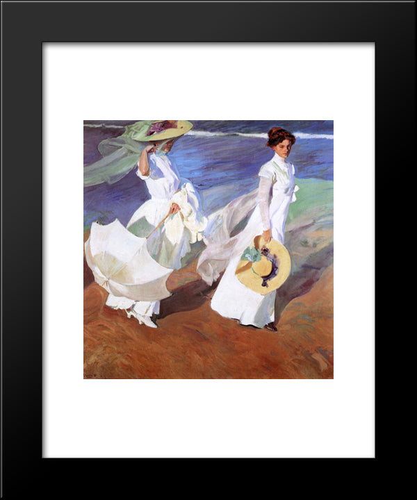 Promenade By The Sea 20x24 Black Modern Wood Framed Art Print Poster by Sorolla, Joaquin