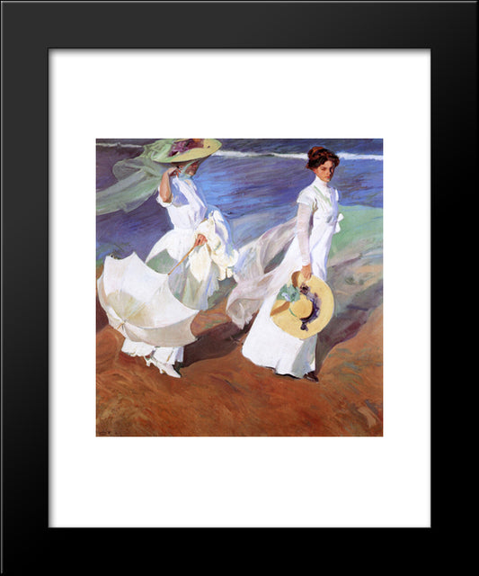 Promenade By The Sea 20x24 Black Modern Wood Framed Art Print Poster by Sorolla, Joaquin