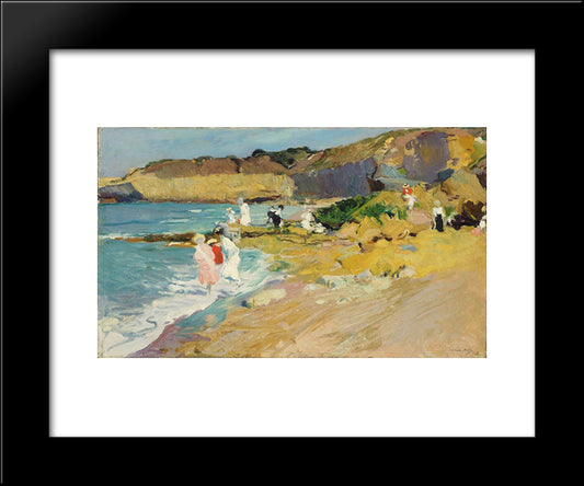 Rocks And The Lighthouse, Biarritz 20x24 Black Modern Wood Framed Art Print Poster by Sorolla, Joaquin