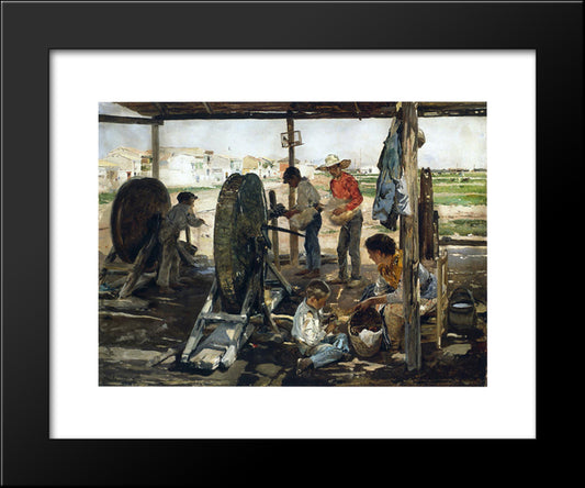 Ropemakers 20x24 Black Modern Wood Framed Art Print Poster by Sorolla, Joaquin