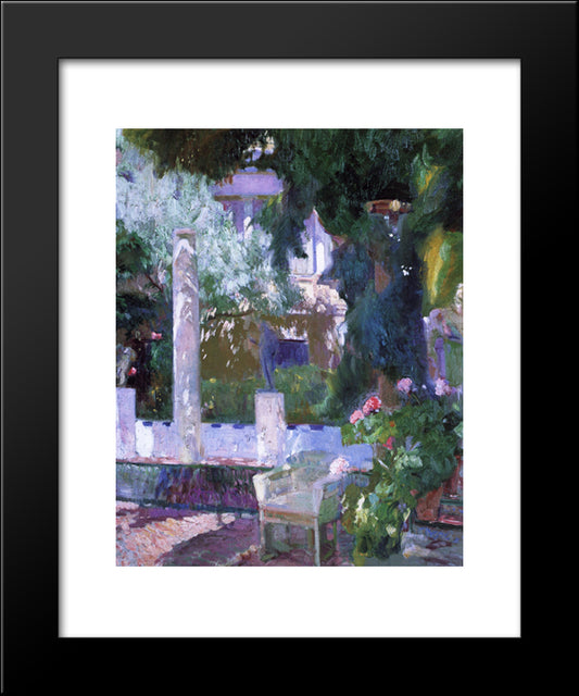 Rose Bush At The Sorolla House 20x24 Black Modern Wood Framed Art Print Poster by Sorolla, Joaquin