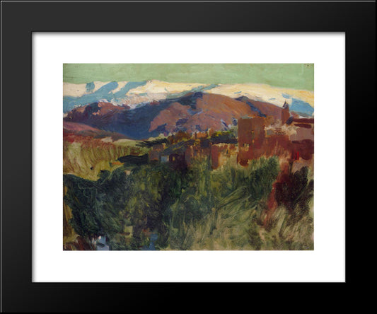 Sierra Nevada From The Alhambra, Grenada 20x24 Black Modern Wood Framed Art Print Poster by Sorolla, Joaquin