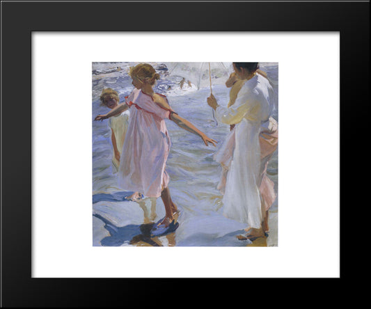 Strolling Along The Seashore 20x24 Black Modern Wood Framed Art Print Poster by Sorolla, Joaquin