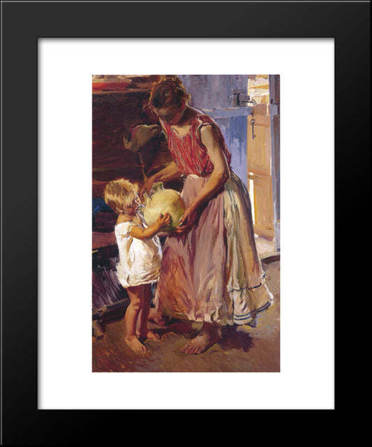 The Drinking Jug 20x24 Black Modern Wood Framed Art Print Poster by Sorolla, Joaquin