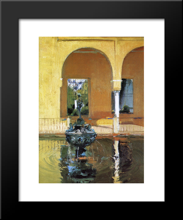The Fountain In The Alcazof Seville 20x24 Black Modern Wood Framed Art Print Poster by Sorolla, Joaquin