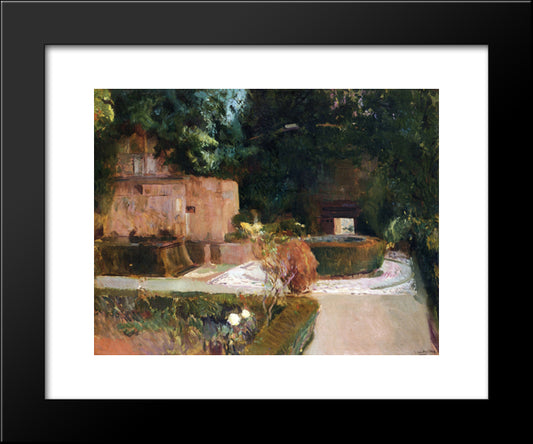 The Los Adarves Gardens, The Alhambra, Granada 20x24 Black Modern Wood Framed Art Print Poster by Sorolla, Joaquin