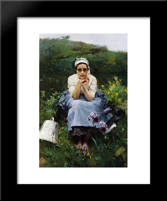 The Milkmaid 20x24 Black Modern Wood Framed Art Print Poster by Sorolla, Joaquin