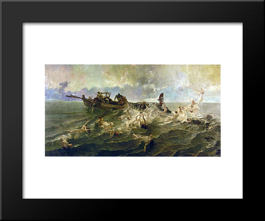 The Nereids 20x24 Black Modern Wood Framed Art Print Poster by Sorolla, Joaquin