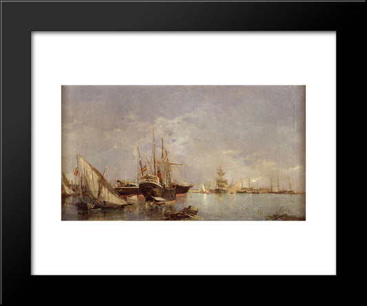 The Port Of Valencia 20x24 Black Modern Wood Framed Art Print Poster by Sorolla, Joaquin