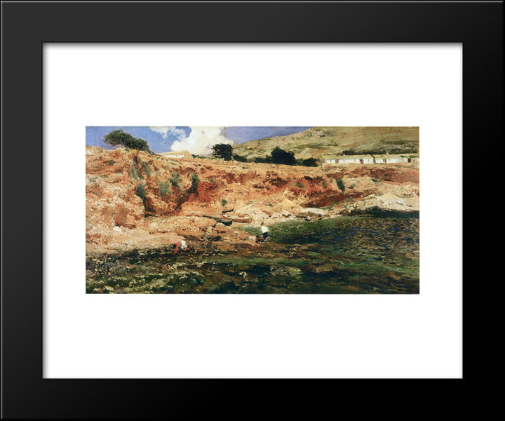 The Small Cove, Javea 20x24 Black Modern Wood Framed Art Print Poster by Sorolla, Joaquin