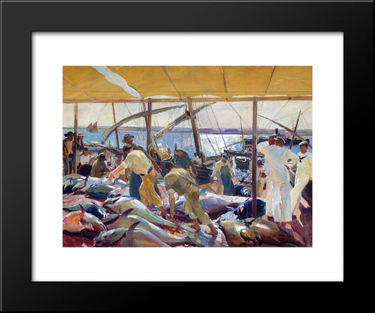 The Tunny Catch 20x24 Black Modern Wood Framed Art Print Poster by Sorolla, Joaquin