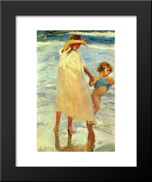 The Two Sisters 20x24 Black Modern Wood Framed Art Print Poster by Sorolla, Joaquin